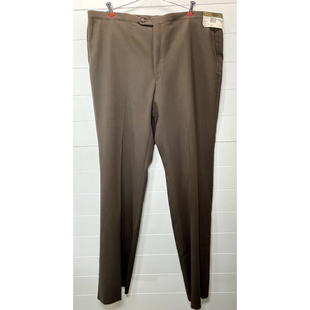 New Vintage 1970s SansABelt Golf Athleisure Pants 42 Unhemmed Brown Made In USA